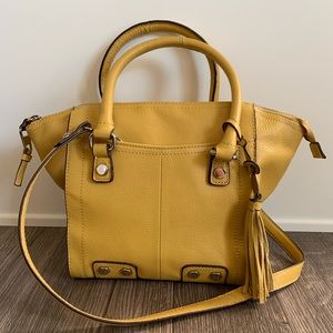 Tignanello Handbag Satchel Tote Mustard Gold